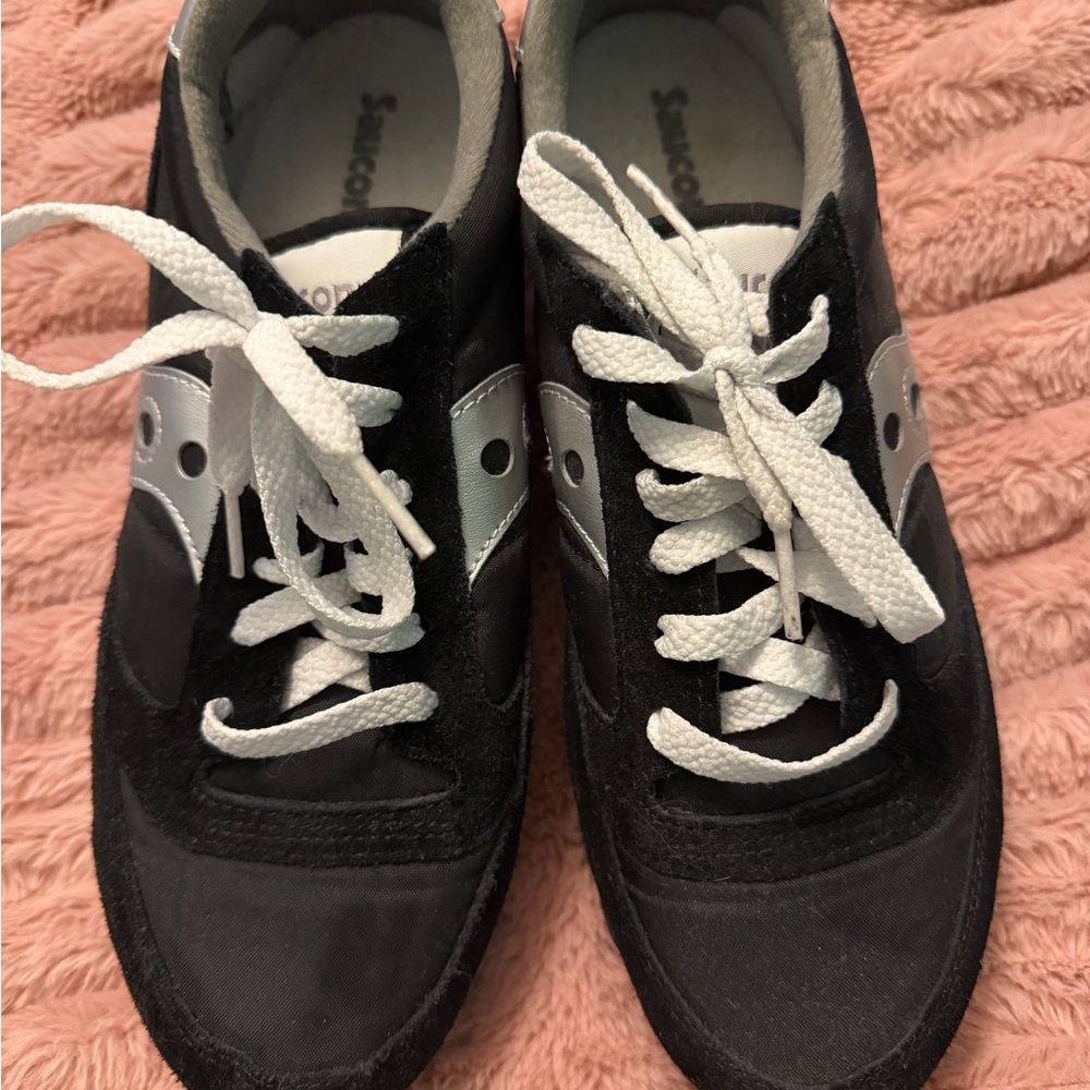 Saucony Black and White Low-Profile Athletic Sneakers